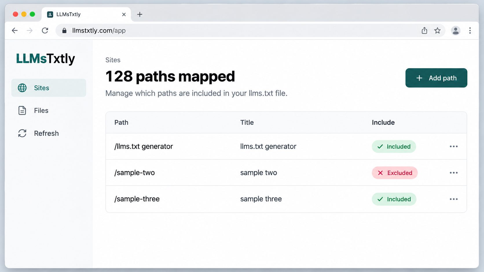 LLMsTxtly dashboard